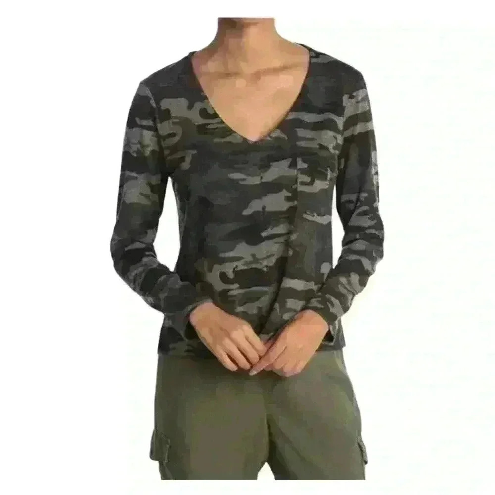 Sanctuary Camouflage V Neck Sweater, Size M